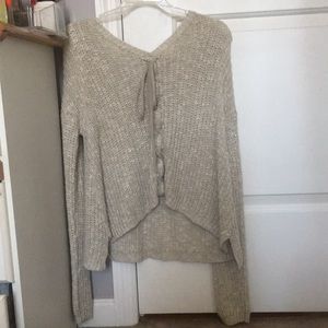 Cute knit sweater material with lace and bow